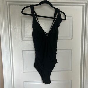 Black Ruffled Swimsuit